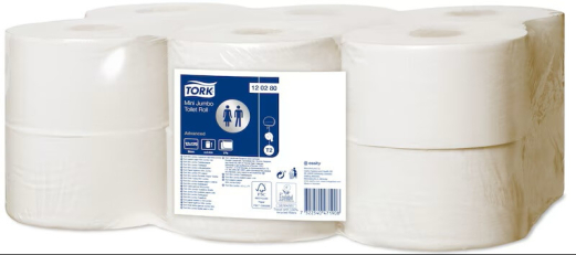 Toiletpapir Tork Jumbo Mini hvid T2 2-lags -12 02 80