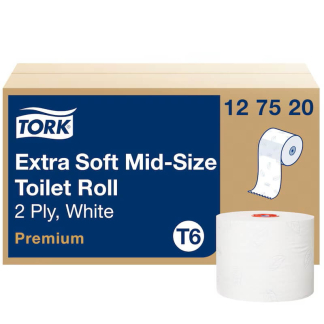 Toiletpapir Tork Mid-Size T6 hvid 2-lags - 27 rl. - 12 75 20