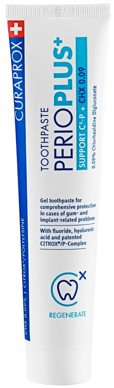 Perio Plus Support CHX 0,09% Tandpasta +Citrox+Fluorid+HA 75 ml.