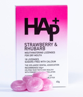 HAp+ Sugetabletter - Jordb&aelig;r & Rabarber 18 stk