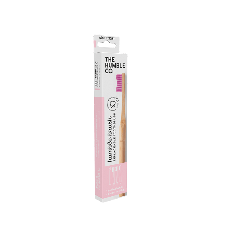 Humble bambus soft med 2 ekstra børstehoveder pink soft