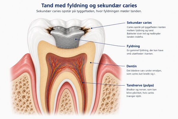 Tand med fyldning & Caries